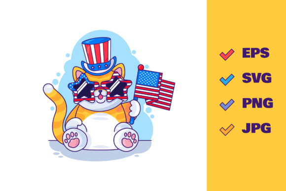 American Cat Illustration: Strategic Visual Assets for Patriotic Branding and Communication