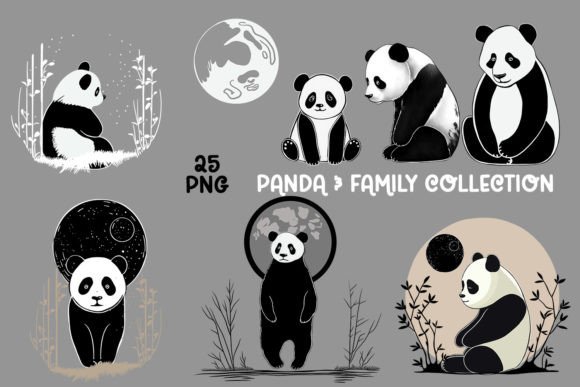Clipart Panda Family: Cute Animal Art