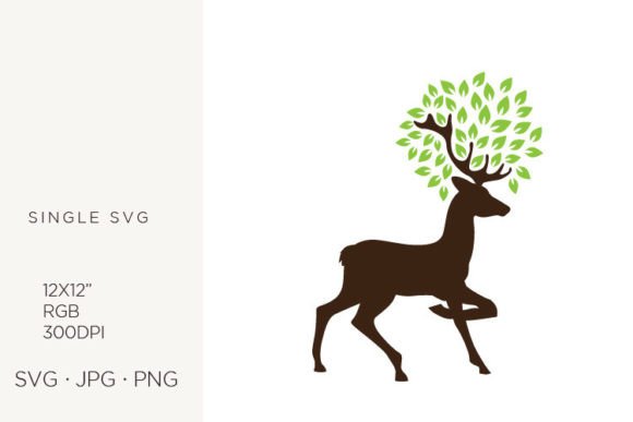 Deer with Green Leaves: A Versatile Vector Asset for Modern Design