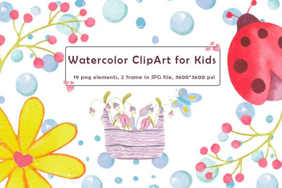 Elevate Designs with Watercolor Clipart for Kids
