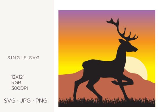 Embracing the Serenity of Deer with Mountain and Evening Sun in Modern Design