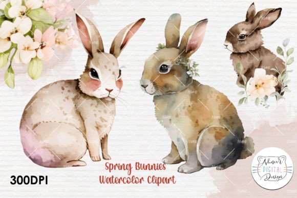 Evaluating Spring Bunnies Watercolor Clipart for Creative and Commercial Projects