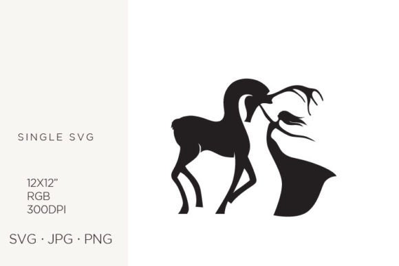 Evaluating the Dancing Lady with Beautiful Deer Vector for Creative Projects
