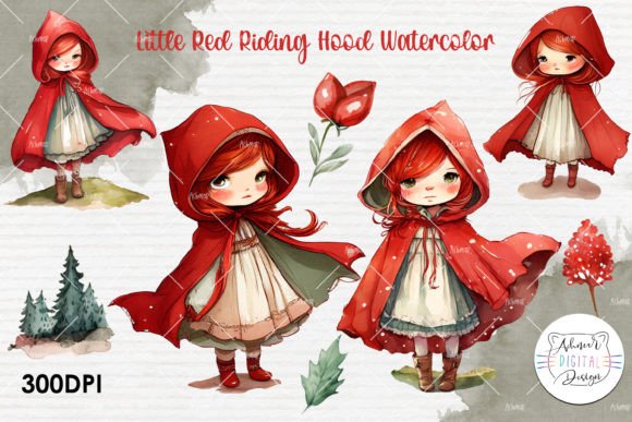Little Red Riding Hood Watercolor Set: Elevating Digital Creativity with Classic Charm