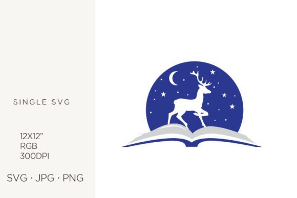 Story Book, Deer and Night Sky Vector Art